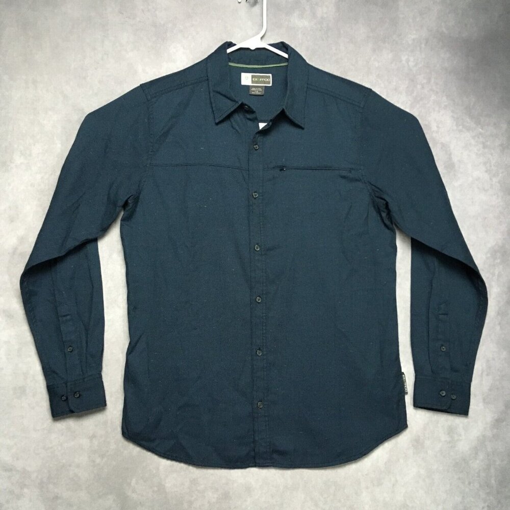 Exofficio Mens Insect Shield Shirt size Large Long Sleeve Button Up Blue Pockets